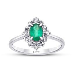0,42 Karat Diamant Smaragd Ring