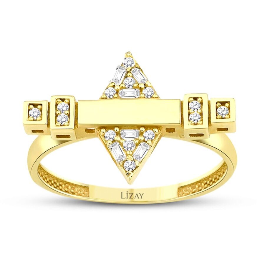 Gold Triangle Baguette Ring