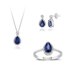 3.41 Carat Diamond Sapphire Set