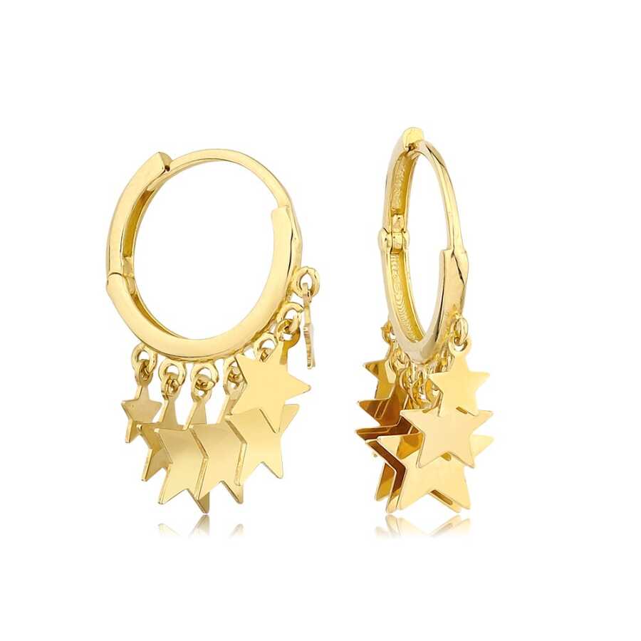 Gold Star Hoop Earrings