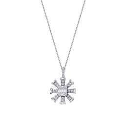 0,23 Karat Diamant Schneeflocken Baguette Halskette