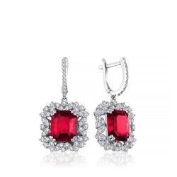 13.23 Carat Diamond Ruby Earrings