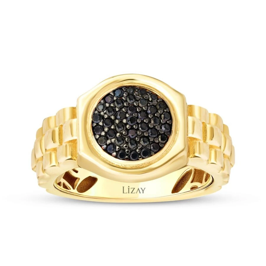 Gold Chain Black Stone Men’s Ring