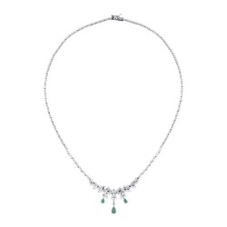 2.89 Carat Diamond Emerald Necklace
