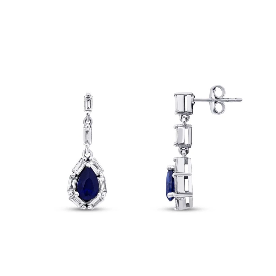 1.59 Carat Diamond Sapphire Earrings