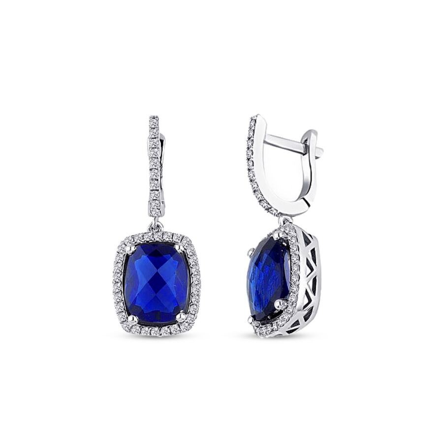 4.33 Carat Diamond Sapphire Earrings