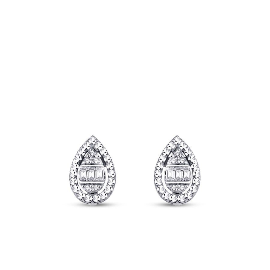 0.10 Carat Diamond Pear BaguetteEarrings