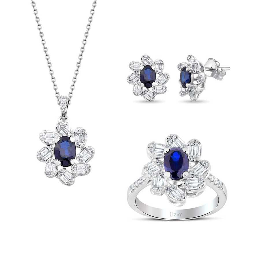 4.79 Karat Pırlanta Baget Safir Set