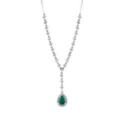 1,19 Karat Diamant Smaragd Halskette