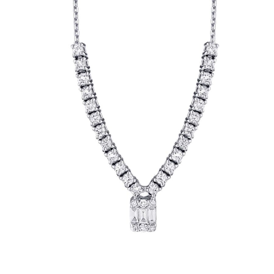 0.56 Carat Diamond Baguette Necklace