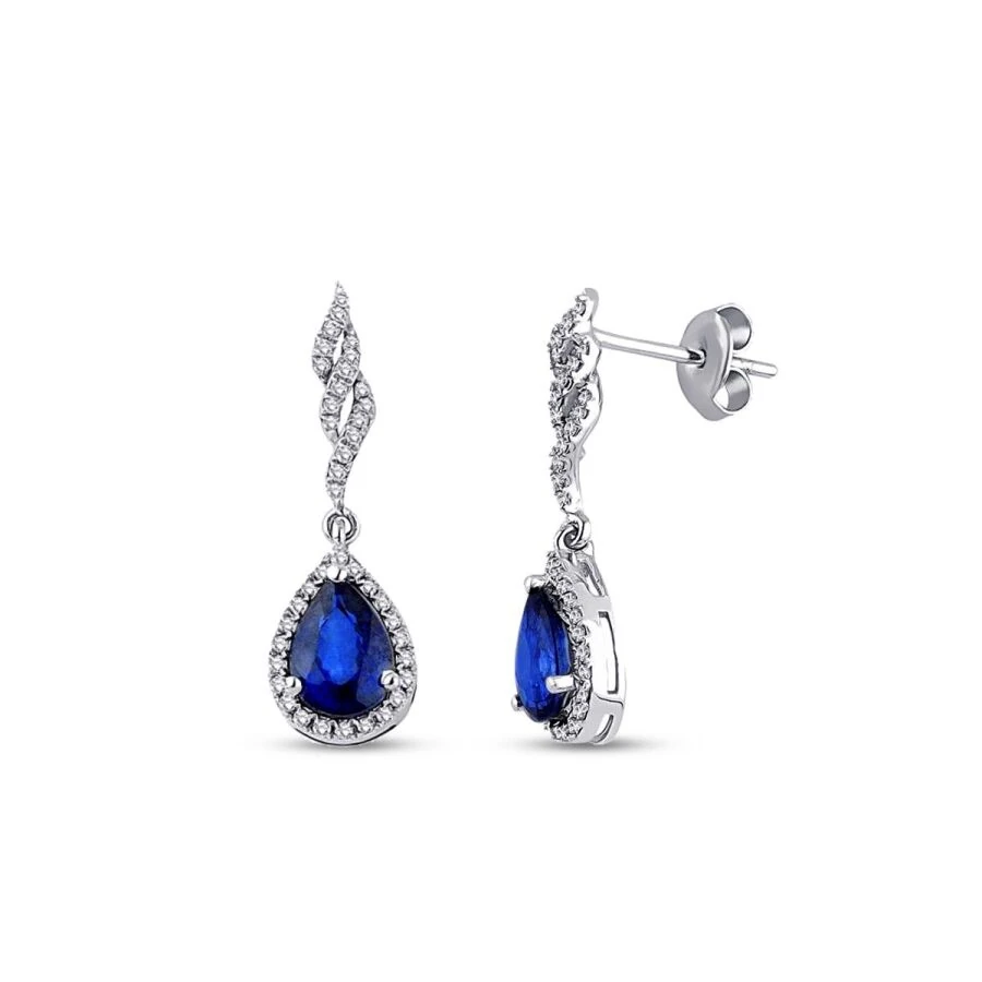 1.76 Carat Diamond Sapphire Earrings