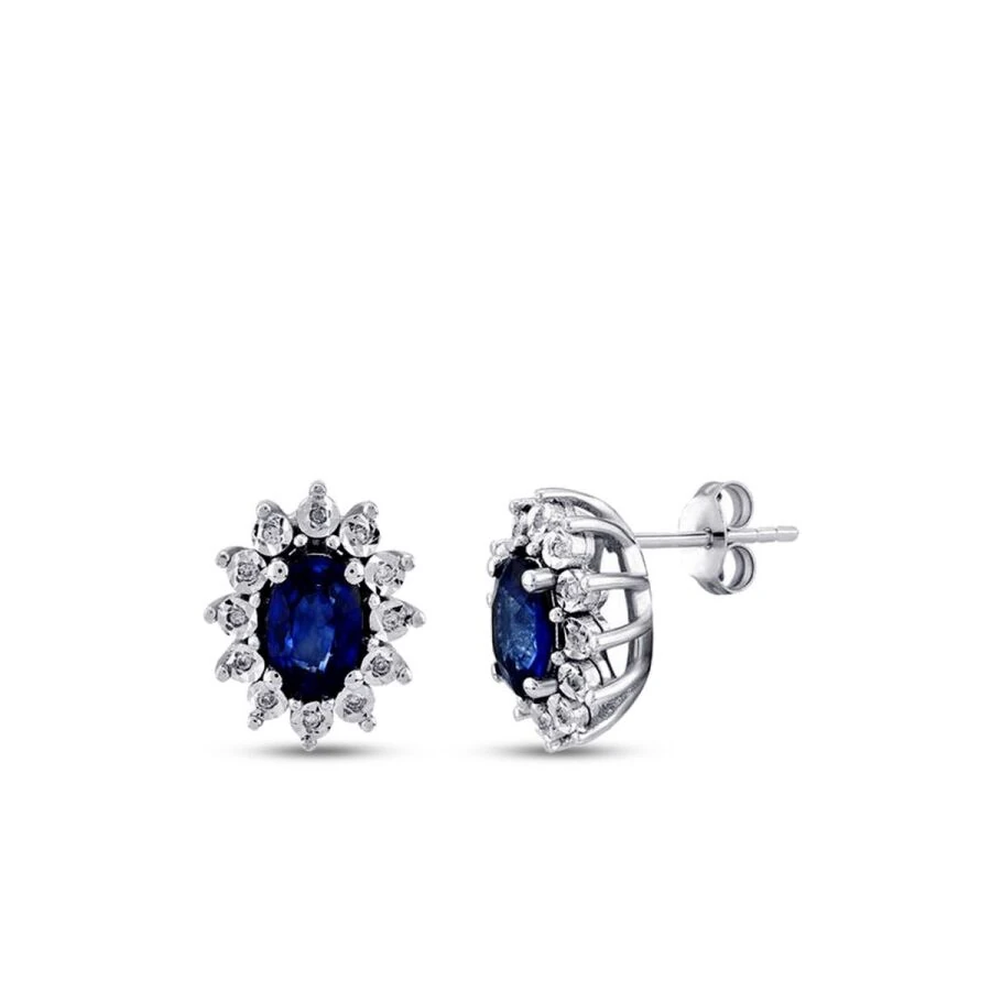 1.21 Carat Diamond Sapphire Earrings