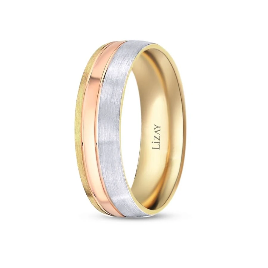 Gold Three-Tone Wedding Band