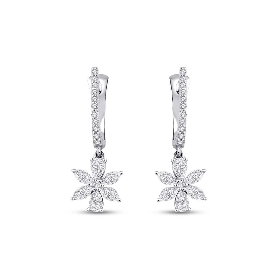 0.94 Carat Diamond Flower Earrings