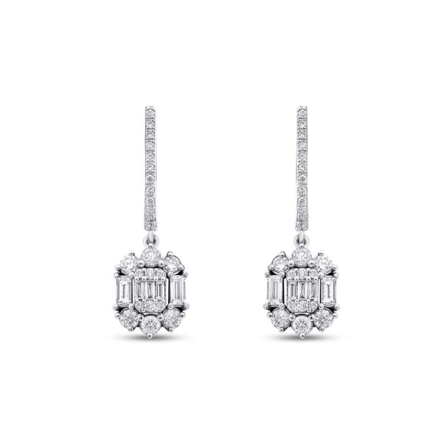 1.18 Carat Diamond Baguette Earrings