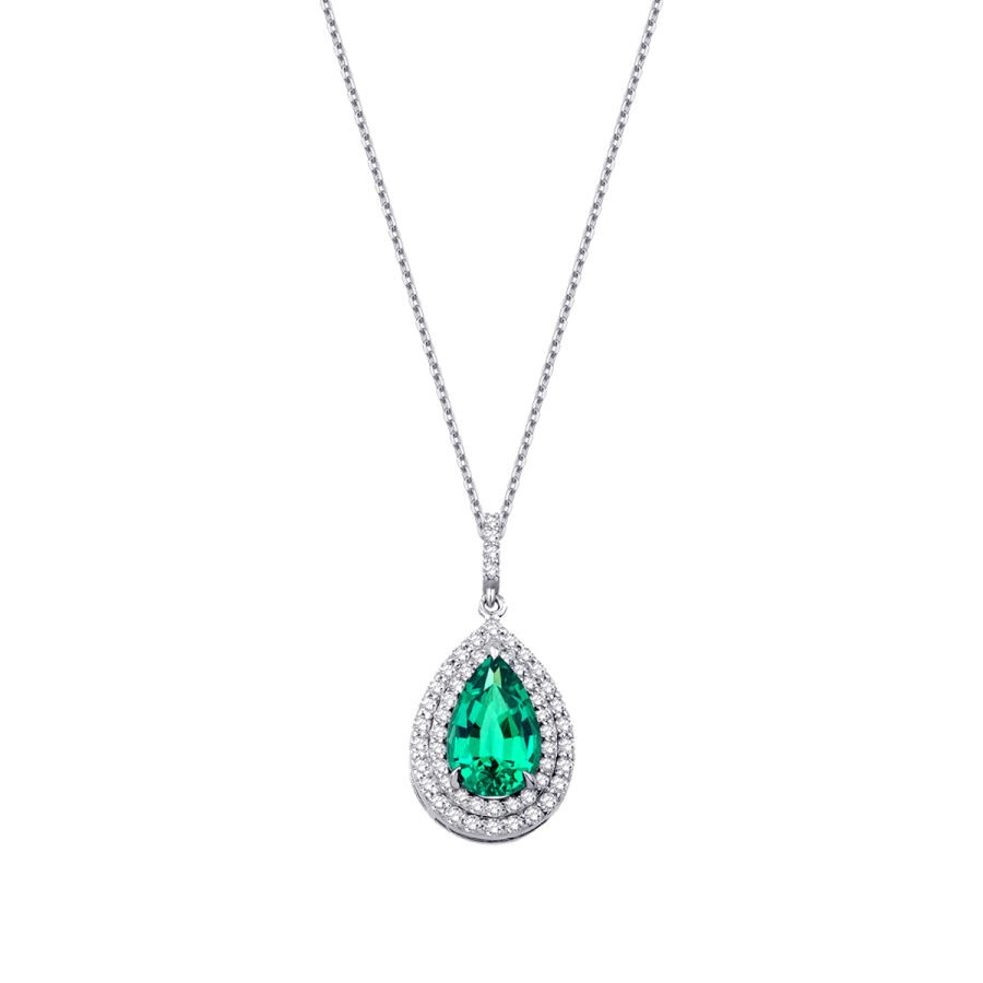 0.74 Carat Diamond Colored Stone Necklace