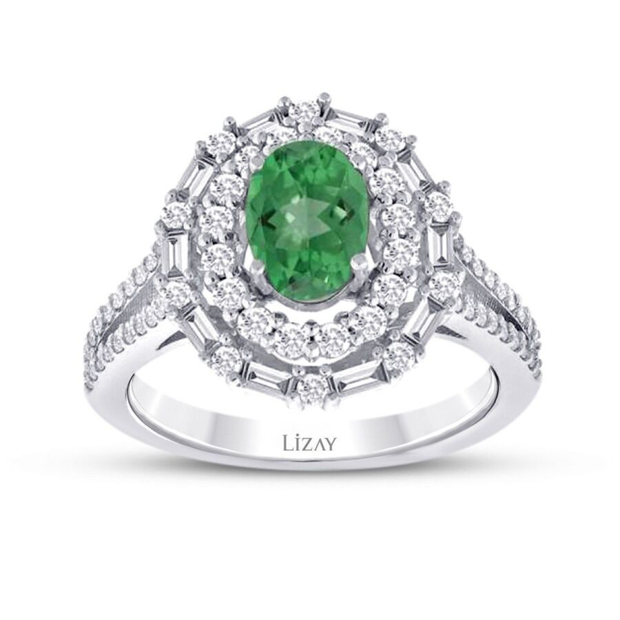 0.84 Carat Diamond Emerald Ring