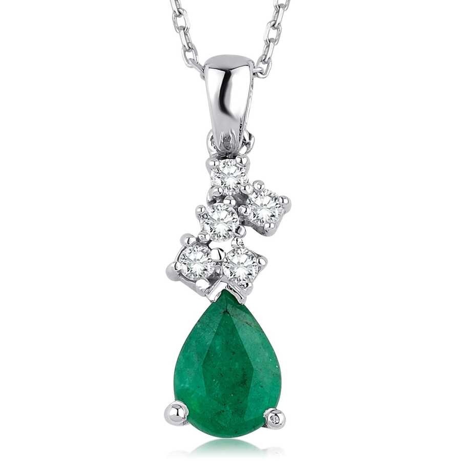 0.74 Carat Diamond Emerald Necklace