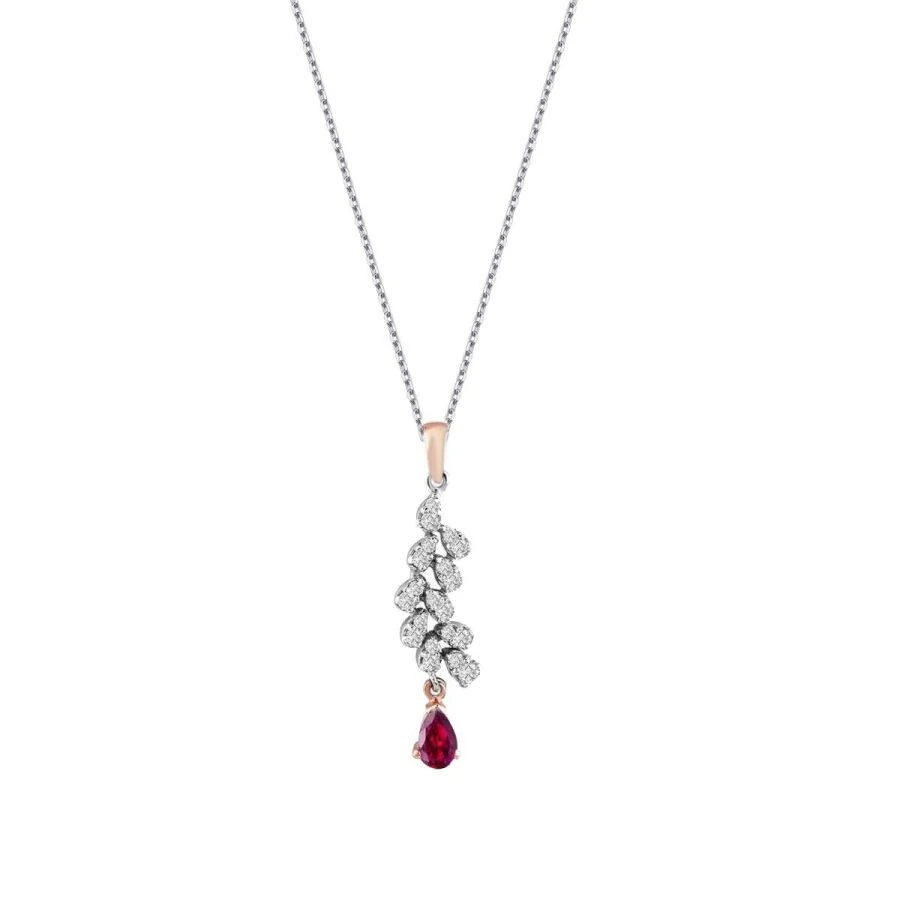 0.39 Carat Diamond Ruby Necklace