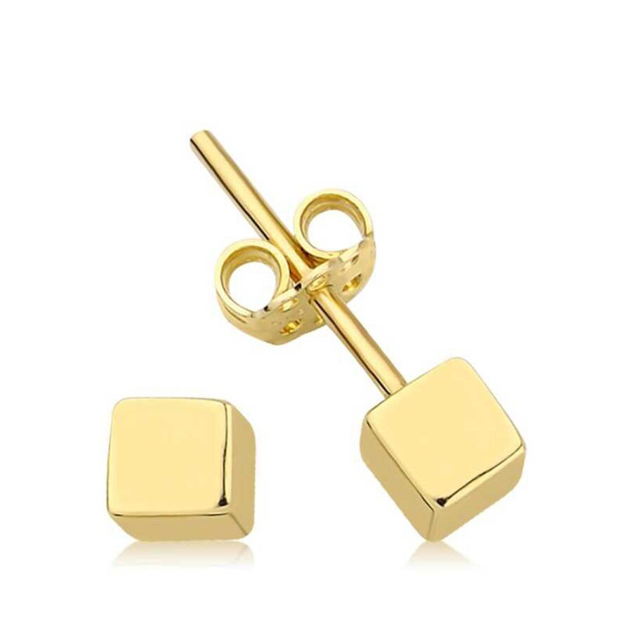 Gold Cube Earrings