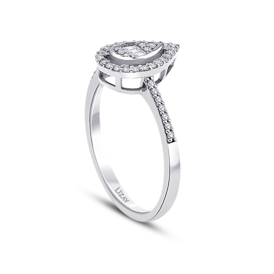 0.20 Carat Diamond Pear Baguette Ring