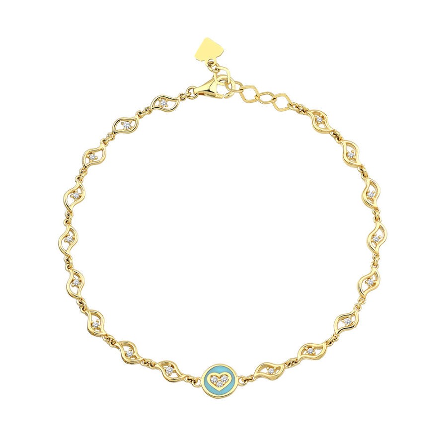 Gold Enamel Heart Bracelet