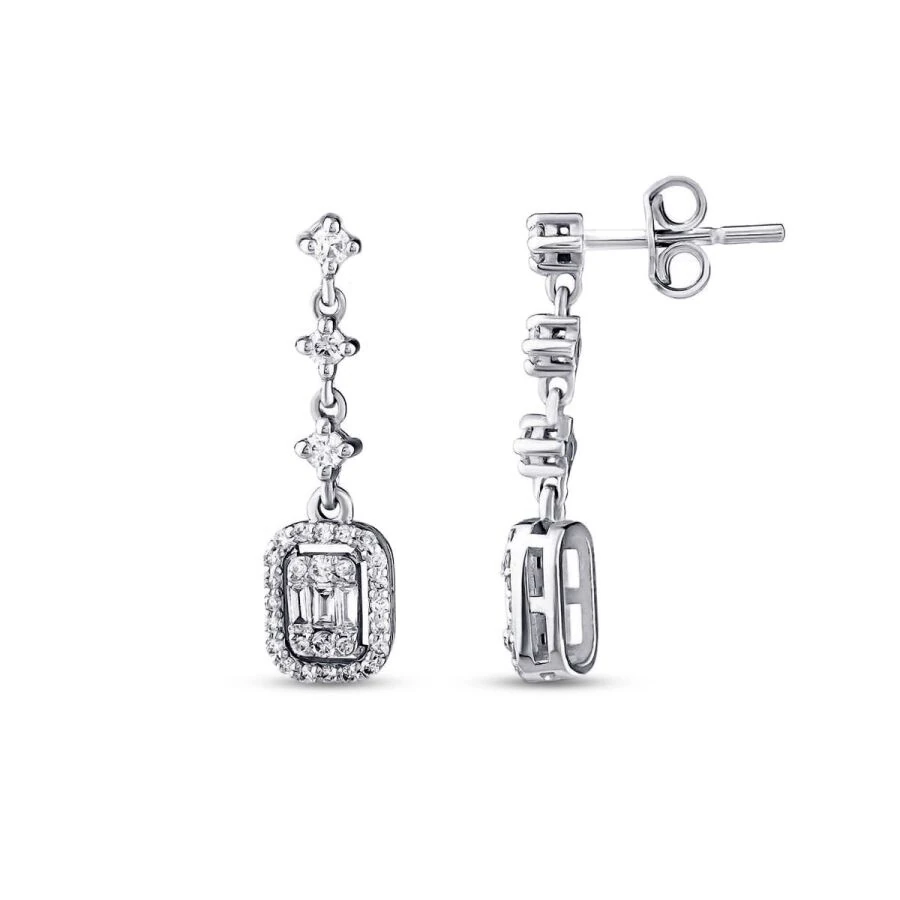 0.46 Carat Diamond Baguette Earrings
