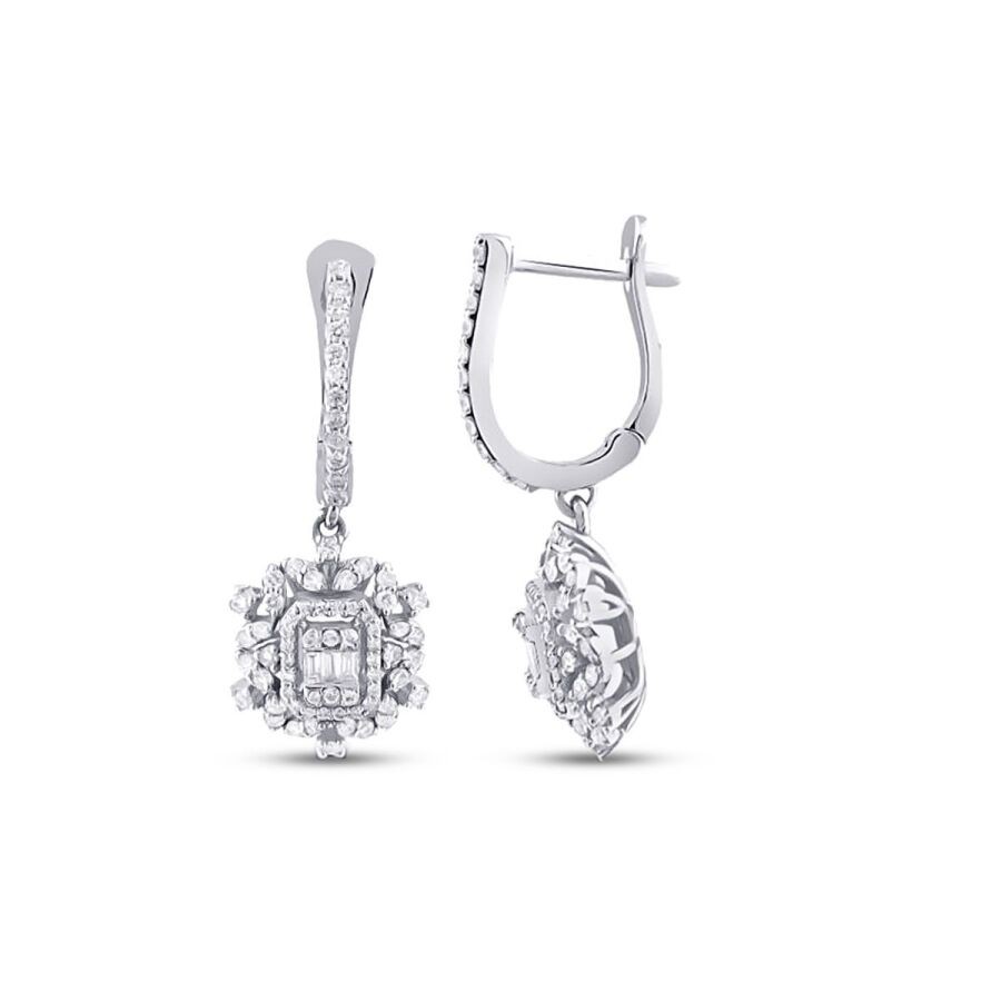 0.73 Carat Diamond Baguette Earrings