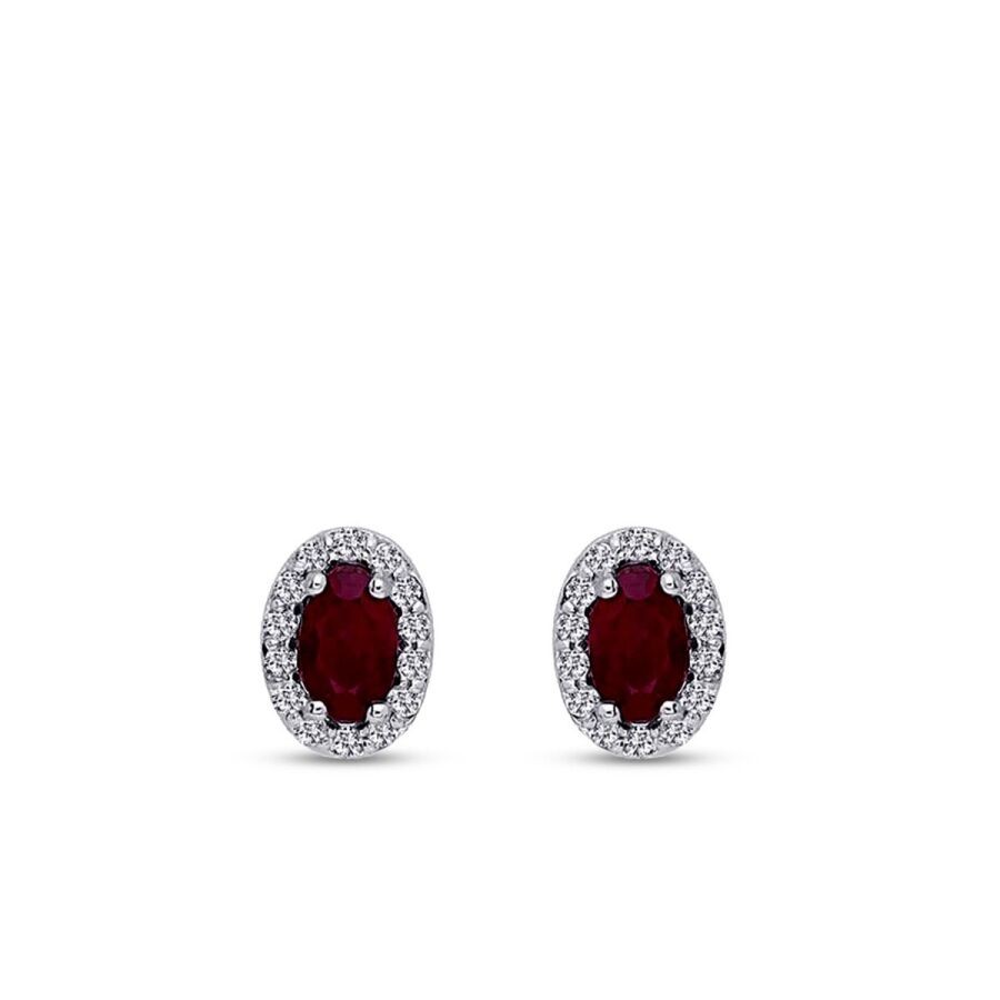 0.78 Carat Diamond Ruby Earrings