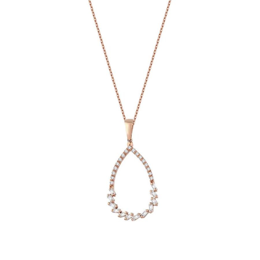 0.23 Carat Diamond Pear Baguette Necklace