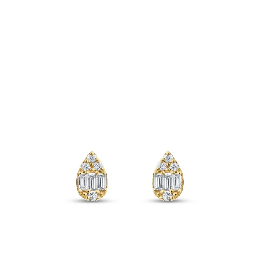 0.14 Carat Diamond Baguette Pear Earrings
