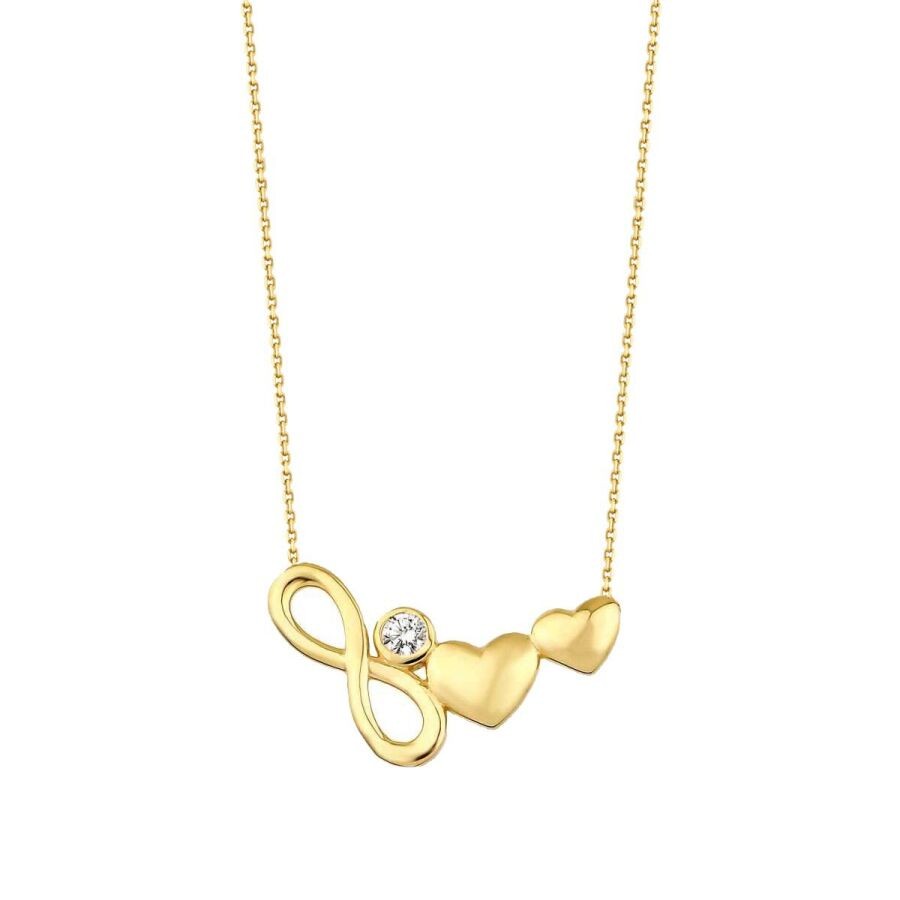 Gold Two Hearts Infinity Necklace