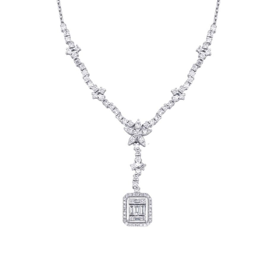 1.20 Carat Diamond Baguette Necklace