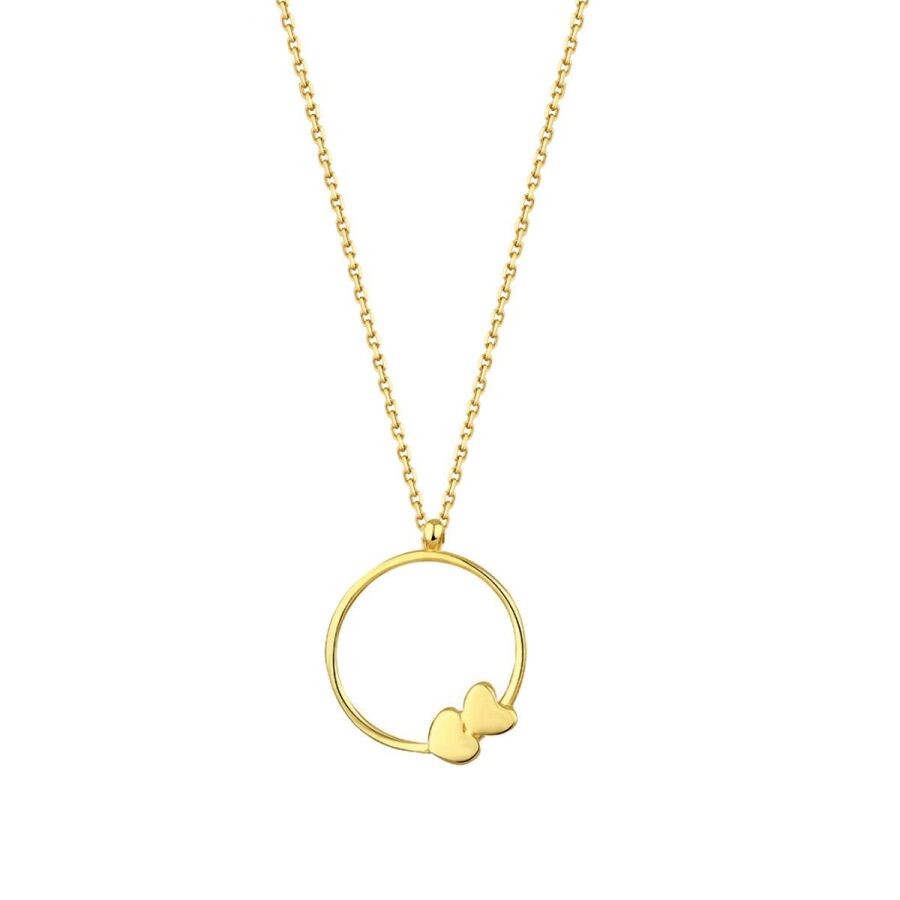 Gold Heart Circle Necklace