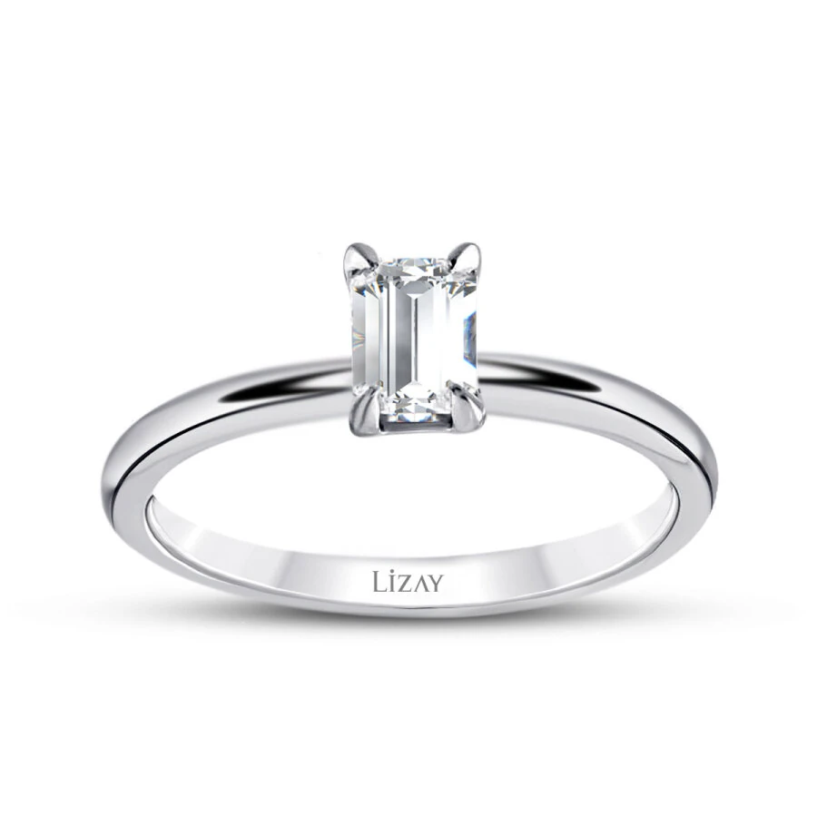 0.60 Carat Diamond Emerald Solitaire Engagement Ring