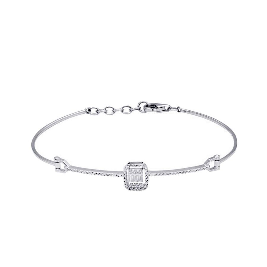 0.10 Carat Diamond-Effect Baguette Bangle