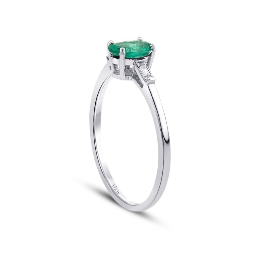 0.42 Carat Diamond Emerald Ring