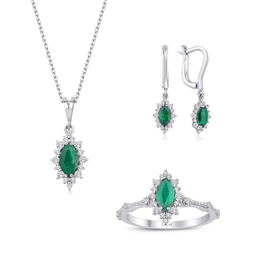 2.01 Carat Diamond Emerald Set
