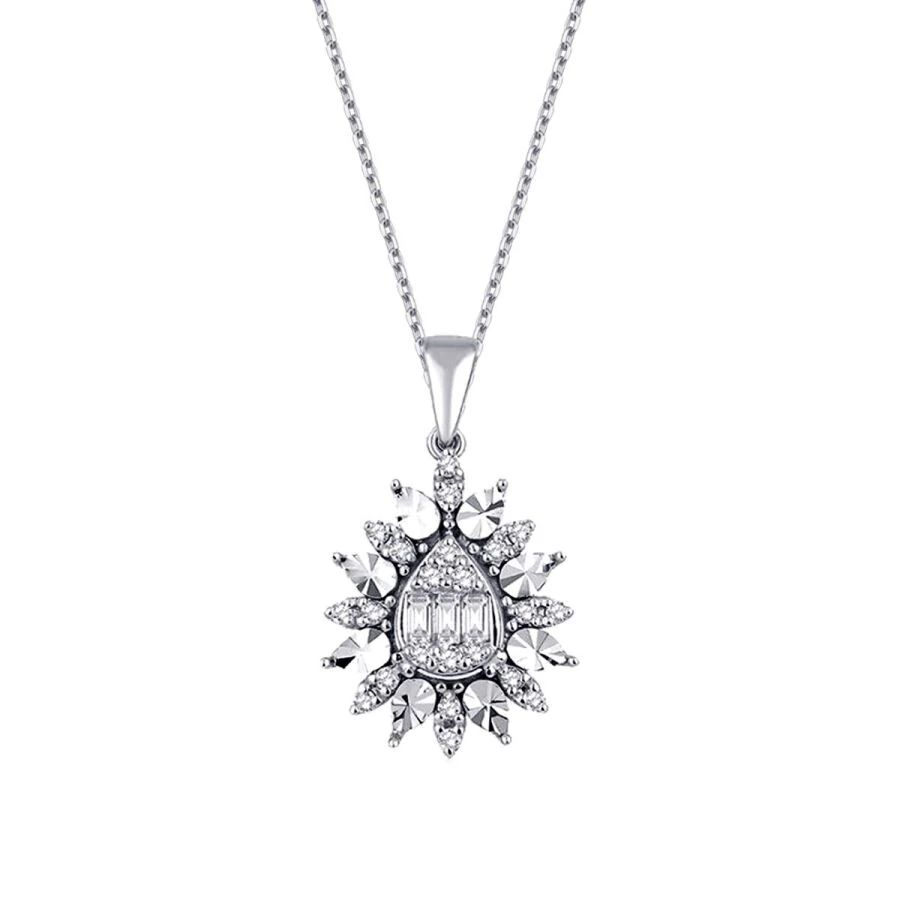 0.19 Carat Diamond Baguette Necklace
