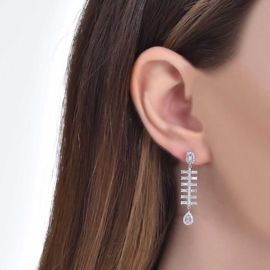0.98 Carat Diamond Baguette Earrings