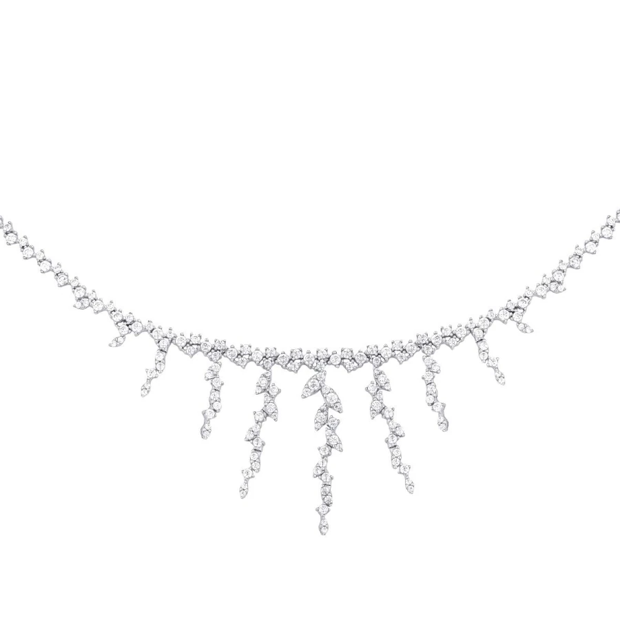 Gold Halskette mit Hängenden Steinen