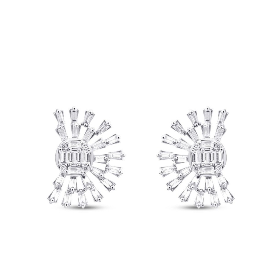 1.42 Carat Diamond Baguette Earrings