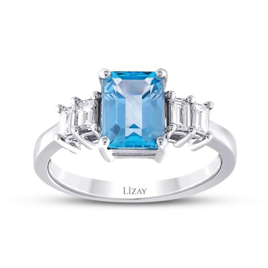 1.44 Carat Diamond Blue Topaz Ring