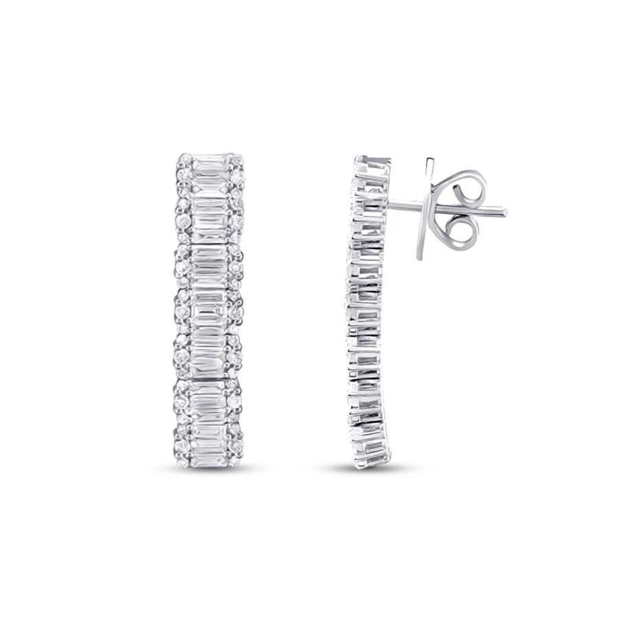 1.42 Carat Diamond Baguette Earrings