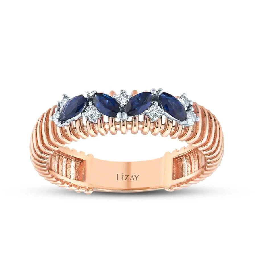 0.39 Carat Diamond Sapphire Ring