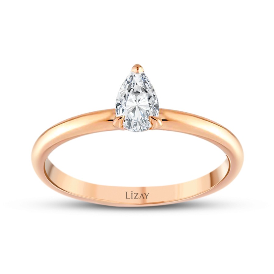 0,30 Karat Diamant Tropfen Solitär Verlobungsring