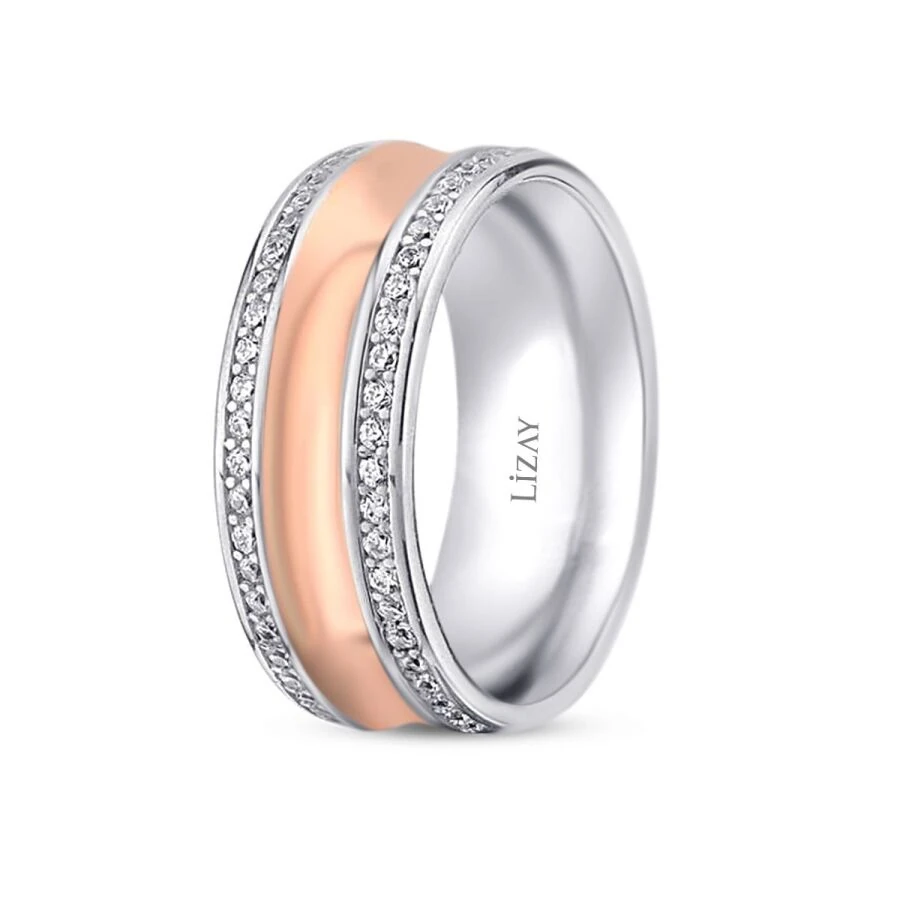 Gold Two-Tone Eternity Wedding Band