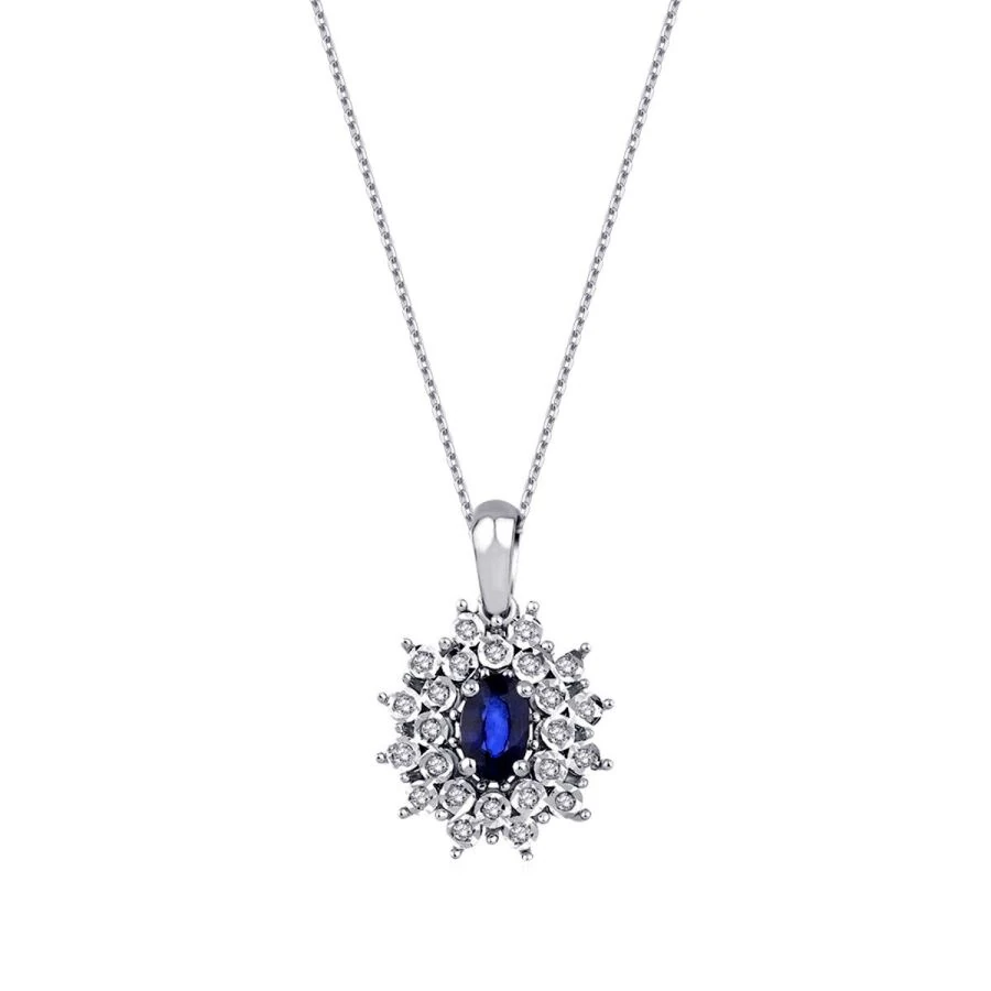0.44 Carat Diamond Sapphire Necklace