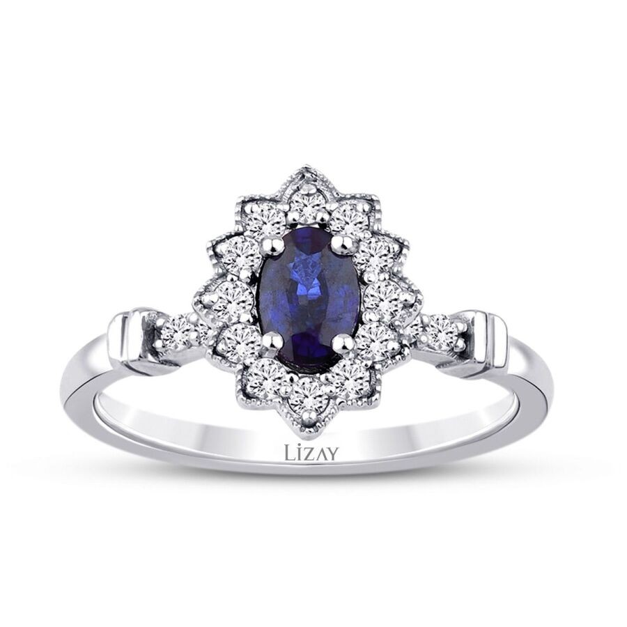 0.89 Carat Diamond Sapphire Ring