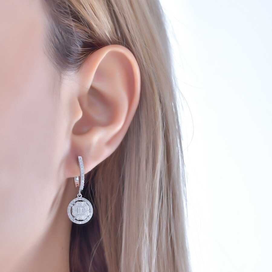1.32 Carat Diamond Baguette Earrings